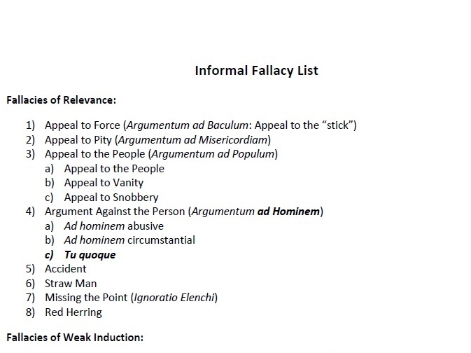 Informal Fallacy List